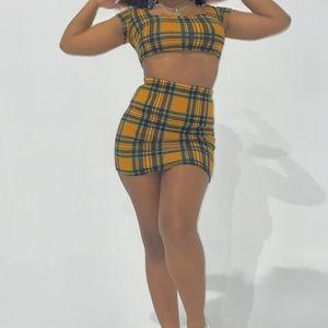 Yellow Plaid Two Piece Fashion Nova Set